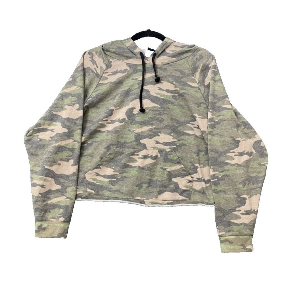 Rue Sweater Hoodie Cropped Women Top Camouflage Green Size 2XL Adjustable